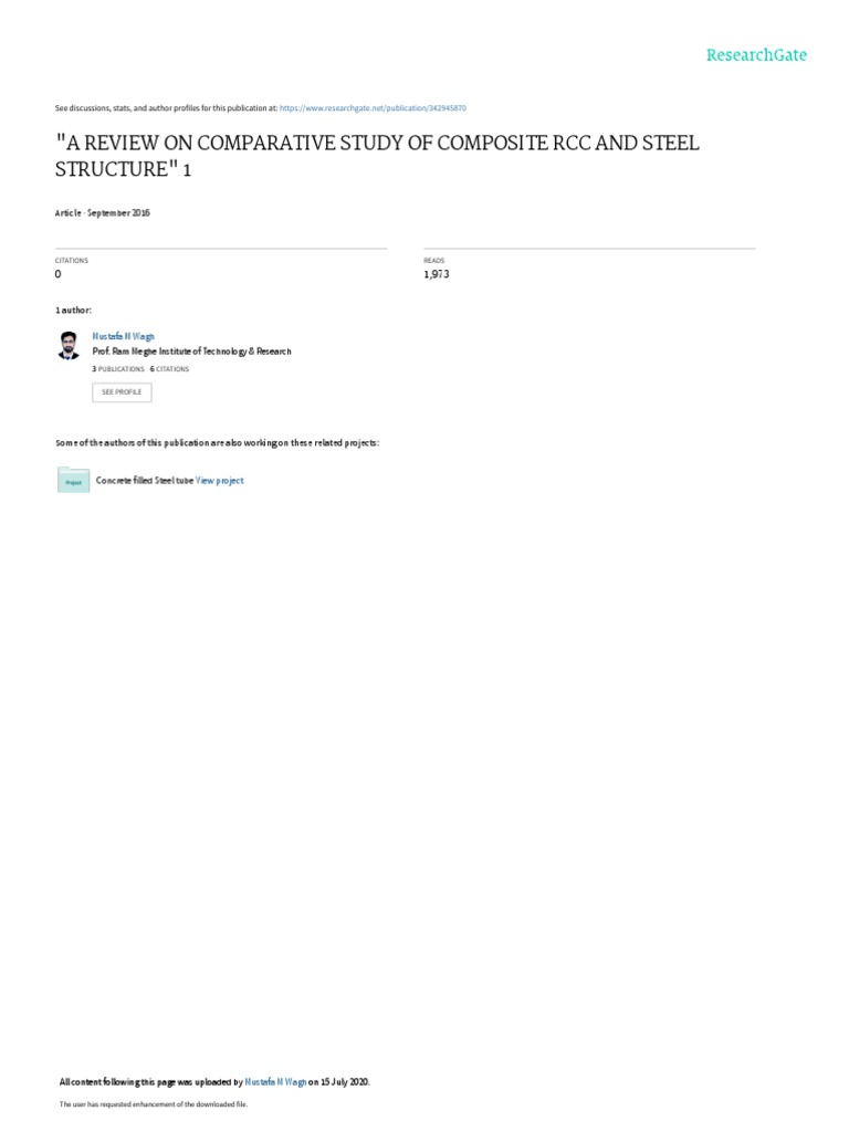 "A Review On Comparative Study of Composite RCC and Steel Structure" 1 ...
