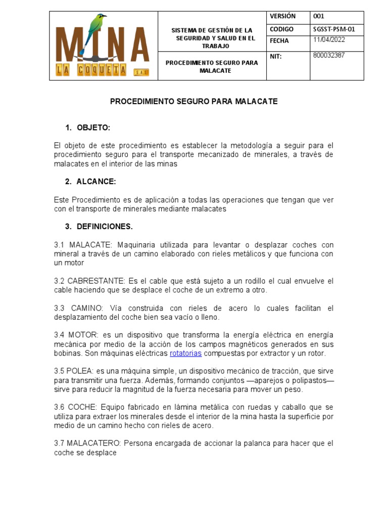 Procedimiento Seguro Uso de Grecas, PDF