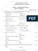 Xii - Maths - 1 Trignometry Worksheet