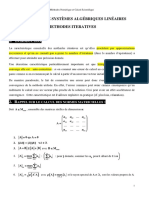 Systèmes Algébriques Linéaires Methodes Iteratives