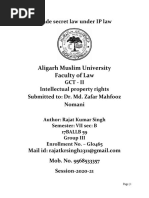 Aligarh Muslim University Faculty of Law: Trade Secret Law Under IP Law