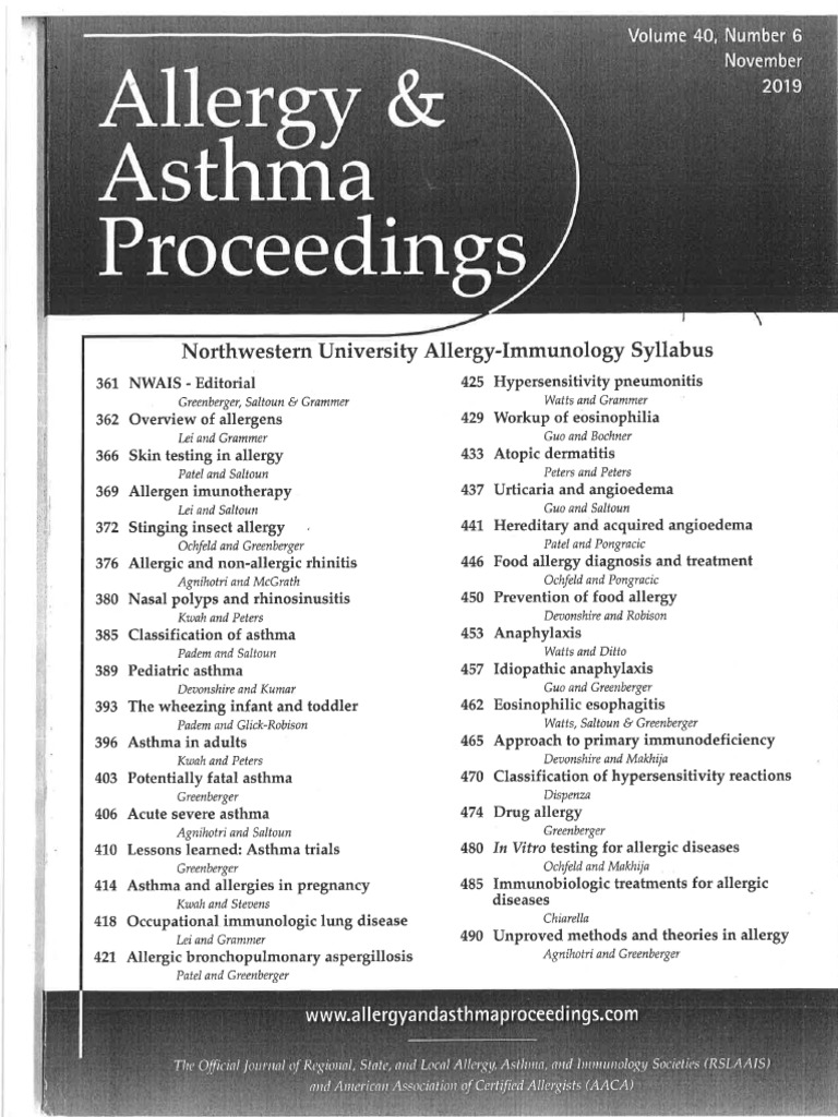 Allergy & Asthma Proceedings Nov 2019 Part 1 PDF