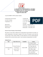 Academic and Event Calendar Aug-Nov, 2021