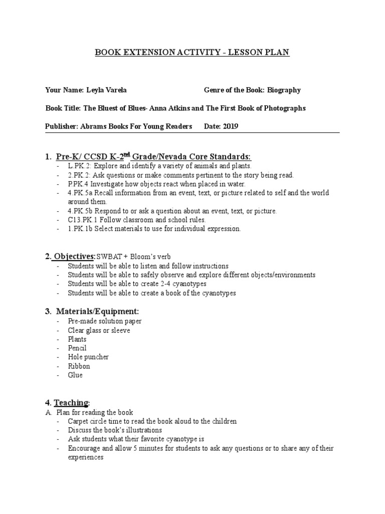 Book Extension Activity Lesson Plan PDF Books Behavior Modification