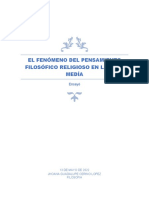 El FENÓMENO Del Pensamiento FILOSÓFICO Religioso en La Edad MEDÍA