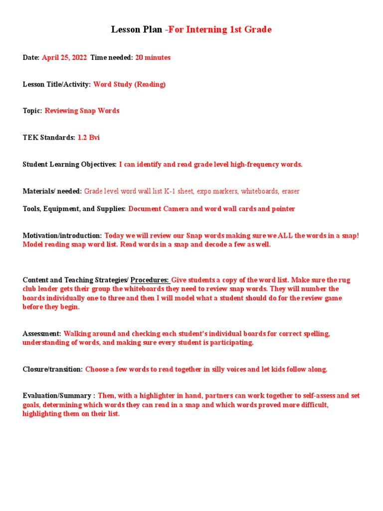 Lesson Plan Template 1 | PDF | Career & Growth