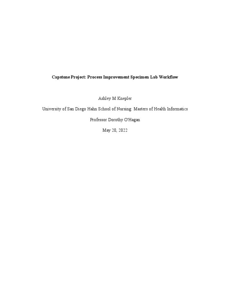 Capstone Project Process Improvement Specimen Lab Workflow Pdf