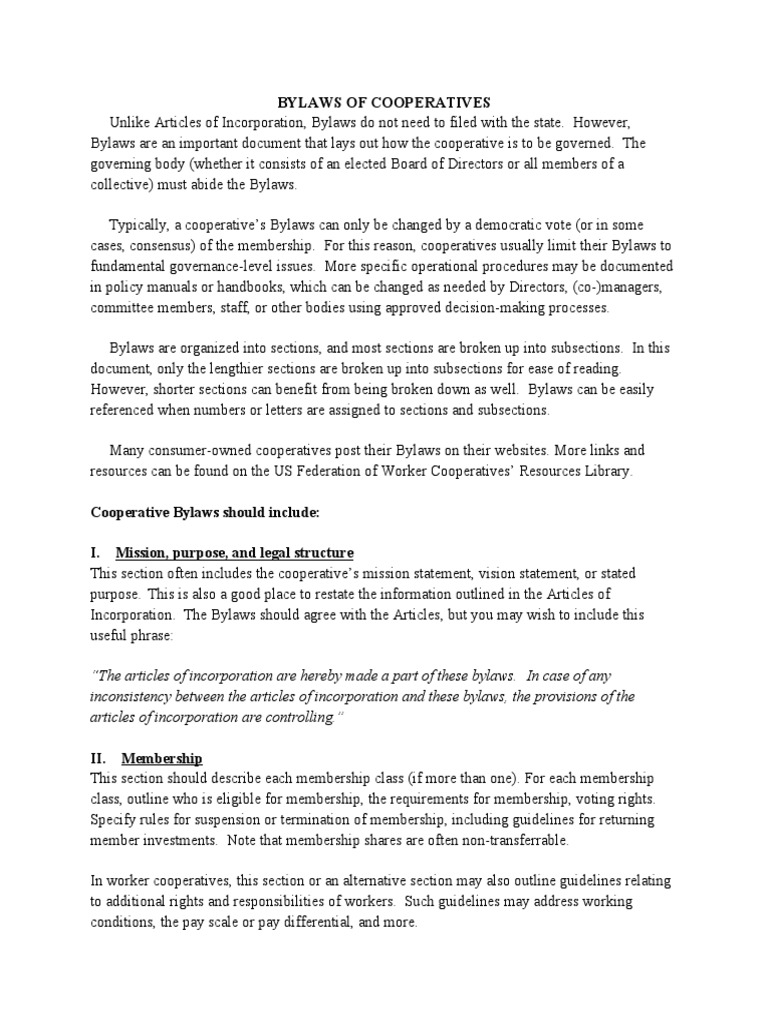Bylaws of Cooperatives | PDF | Cooperative | Board Of Directors
