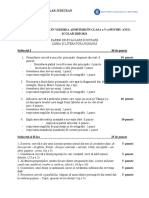 Limba Romana - Propunere - Barem - Testare Clasa A V-A 2020