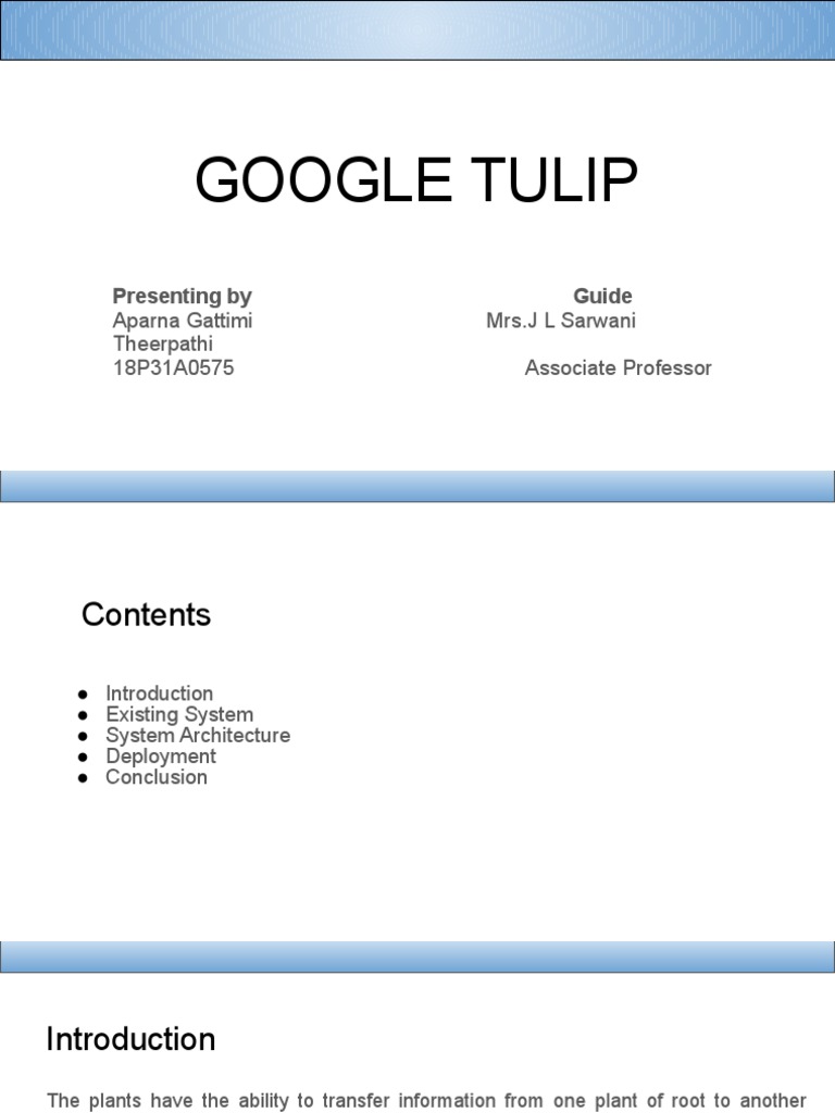 Google Tulip Presenting By Guide Pdf Intelligence Ai Semantics