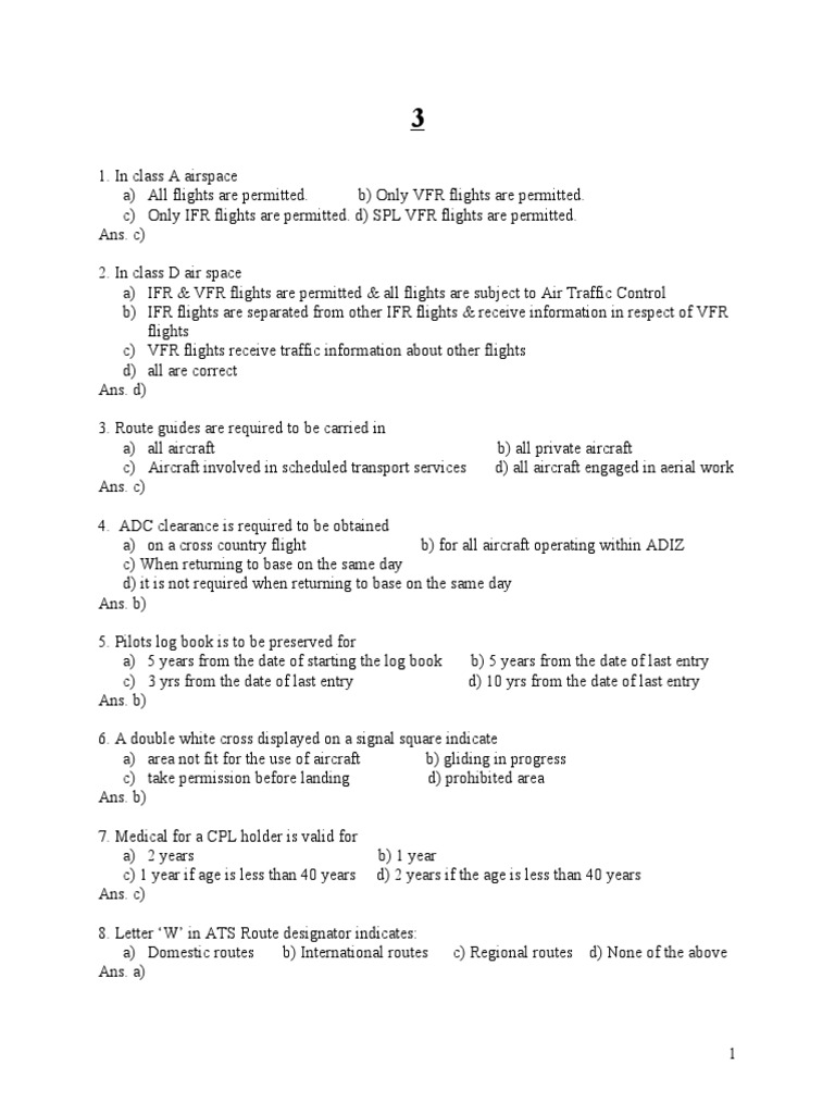 Aviation Airspace Regulations Quiz | PDF | Visual Flight Rules ...