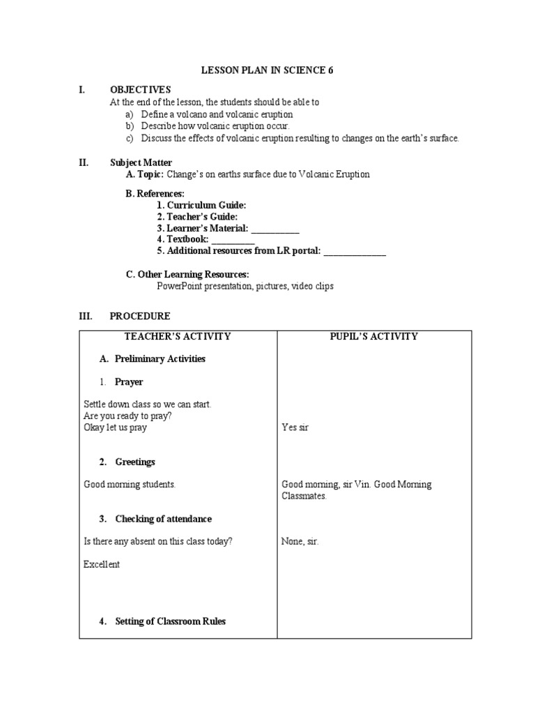 Volcanic Eruption Preparedness Lesson Plan | PDF | Volcano | Types Of ...