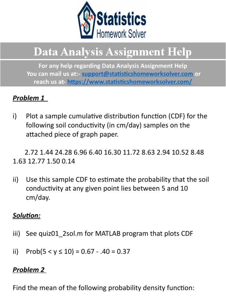 Data Analysis Assignment Help | PDF | Probability Distribution | Variance