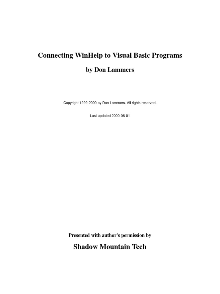 Connecting WinHelp To Visual Basic Programs | PDF