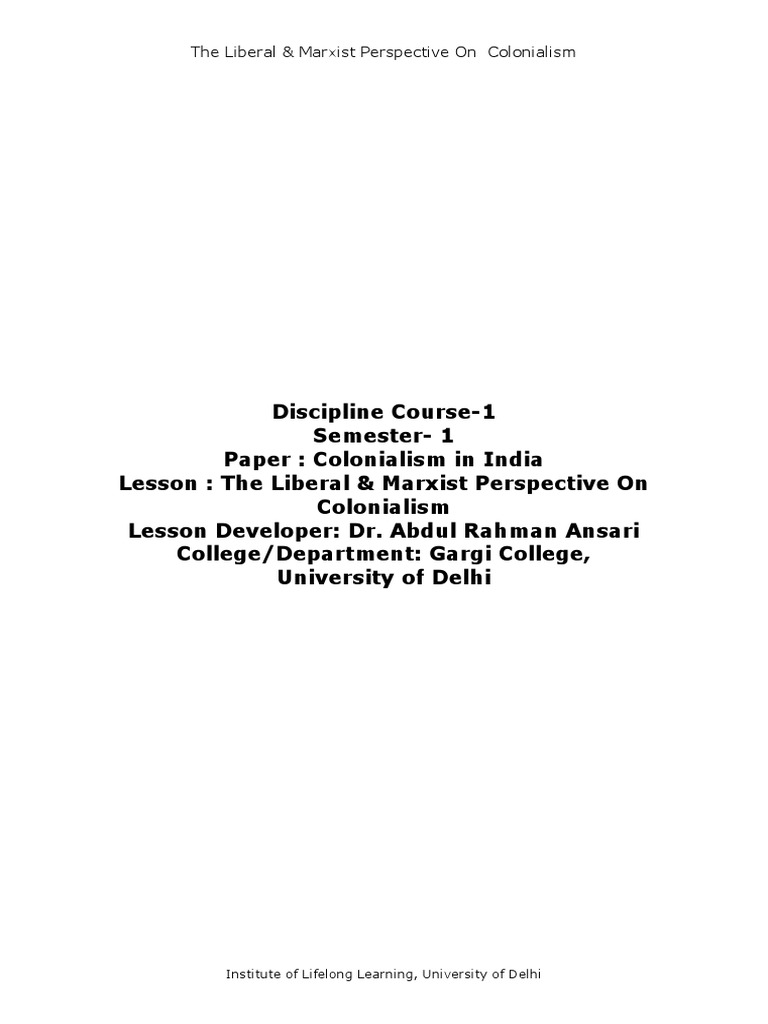 Liberal and Marxist Views on Colonialism | PDF | Capitalism | Imperialism