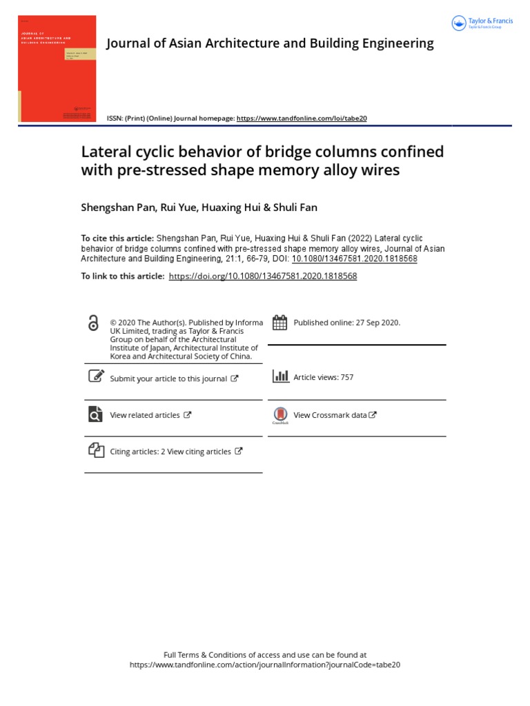 Lateral Cyclic Behavior of Bridge Columns Confined With Pre Stressed ...