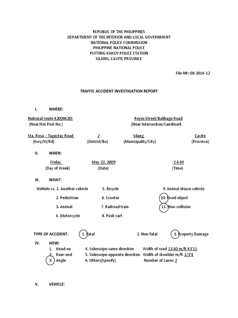 Traffic Accident Investigation Report | Download Free PDF | Headlamp | Road