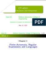 Theory of Automata and Computation: Awot D. Defence University, College of Engineering