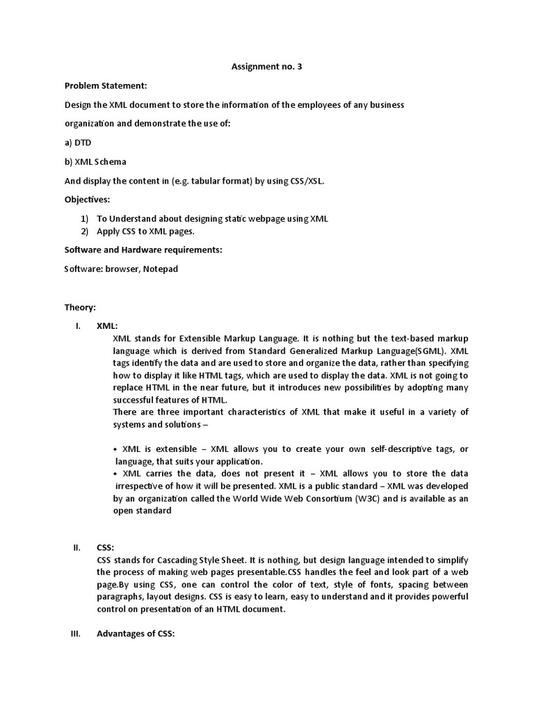 Assignment No 3 | Download Free PDF | Xml | Html