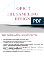 Topic 7 The Population and Sample Design