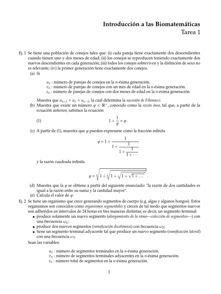 Introducción a las Biomatemáticas y Modelos Poblacionales | PDF ...