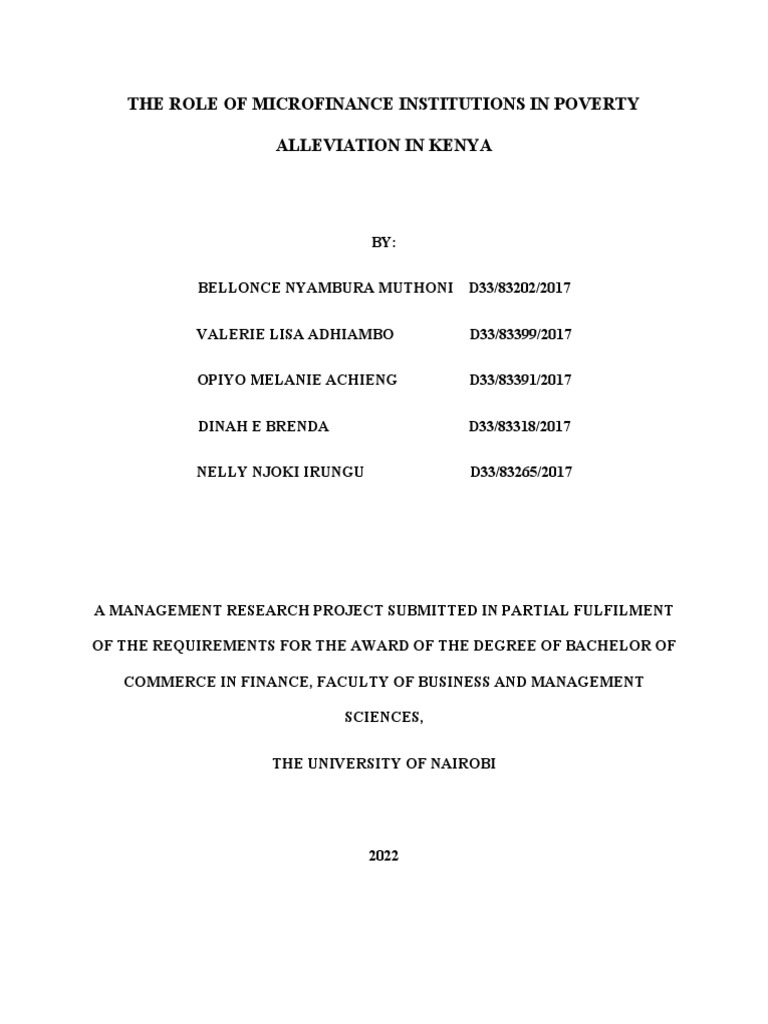 Microfinance's Impact on Poverty in Kenya | PDF | Microfinance | Poverty