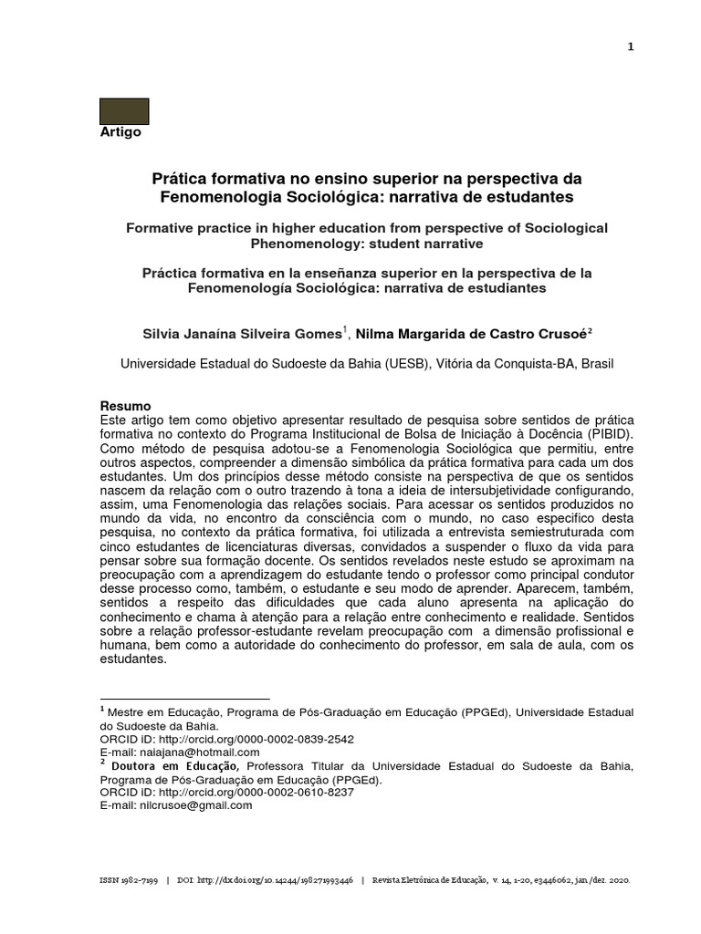 Artigo Jana e Nilma PDF Pedagogia Aprendizado