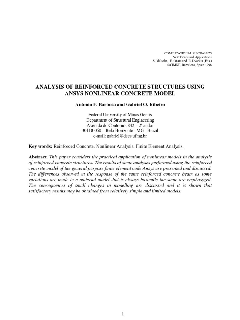 Analysis of Reinforced Concrete Structures Using Ansys Nonlinear ...