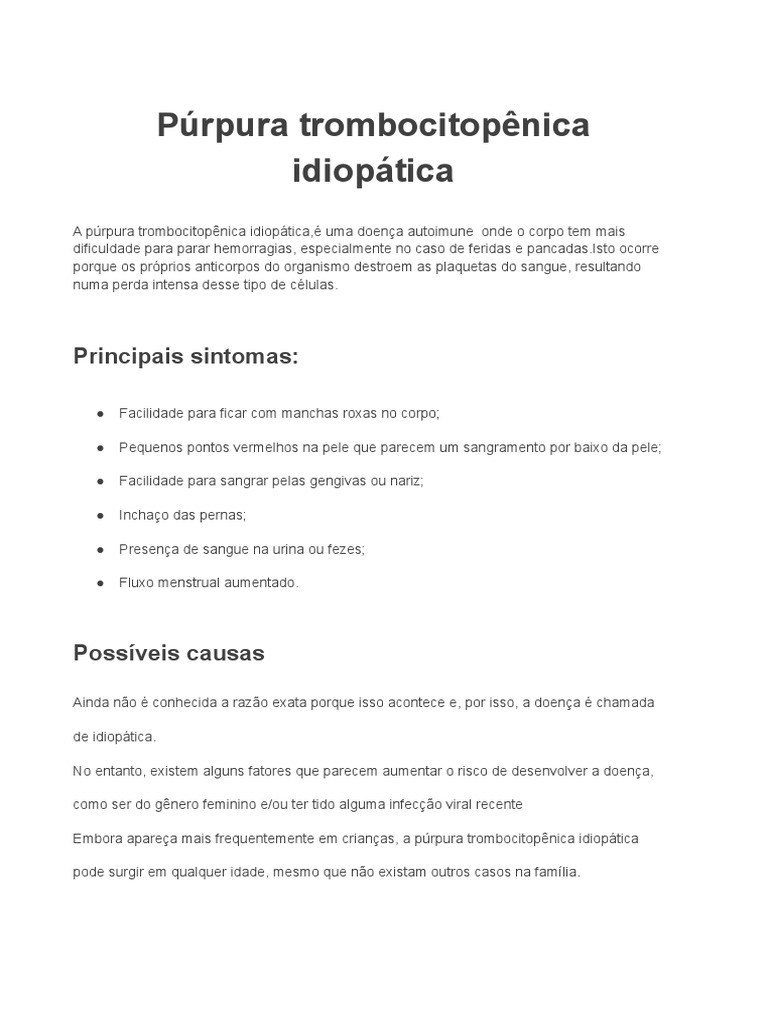Púrpura Trombocitopênica Idiopática PDF