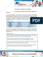 Learning Activity 3 / Actividad de Aprendizaje 3 Evidence: Family Likes and Dislikes / Evidencia: Preferencias Miembros de