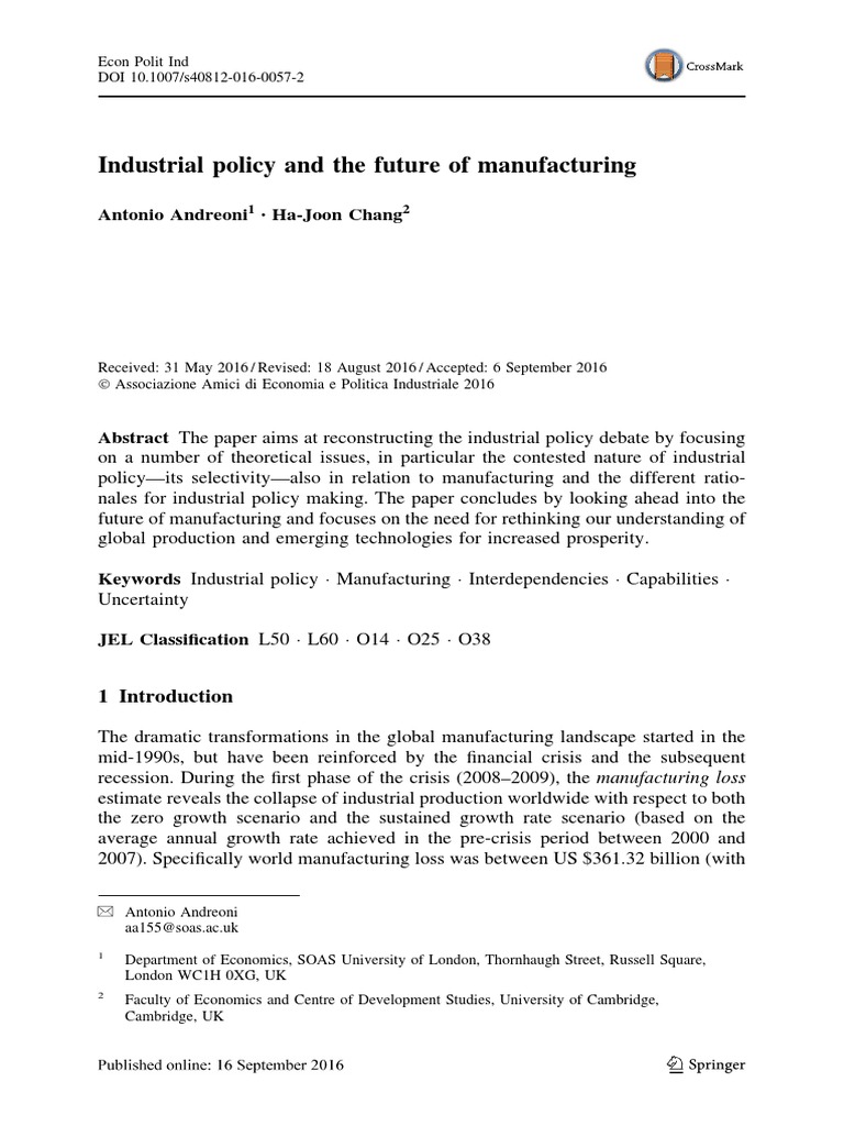 Future of Manufacturing and Industrial Policy | PDF | Industrial Policy ...
