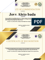 Certificate of Commendation: Jovy Alejo Bada