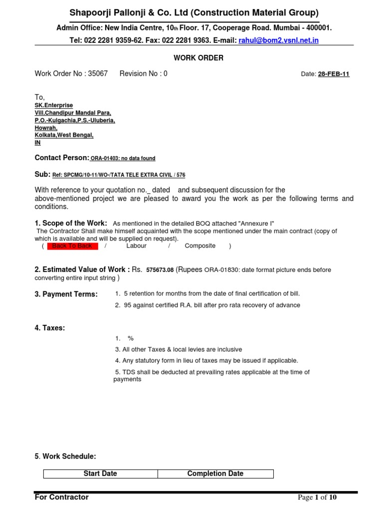 Work Order Report | Pdf | Employment | Independent Contractor