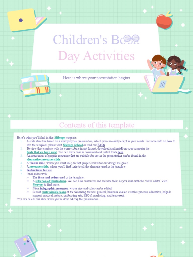 Children's Book Day Activities by Slidesgo PDF Solar System