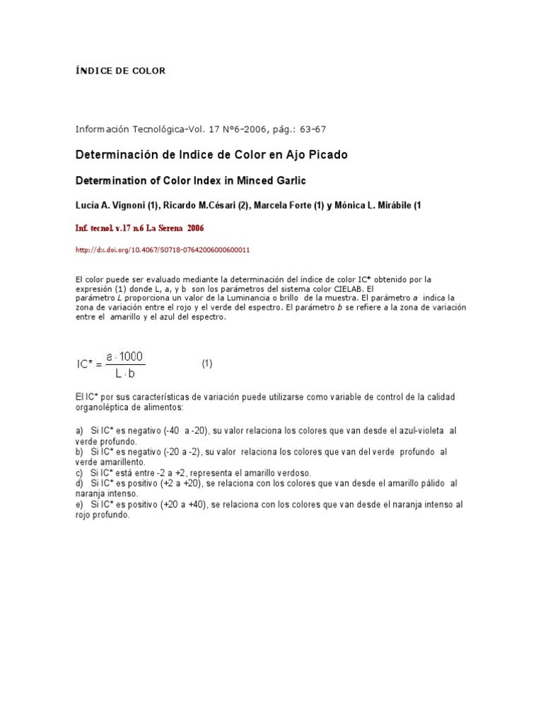 Índice de Color | PDF | Salud y bienestar | Ciencia y matemáticas