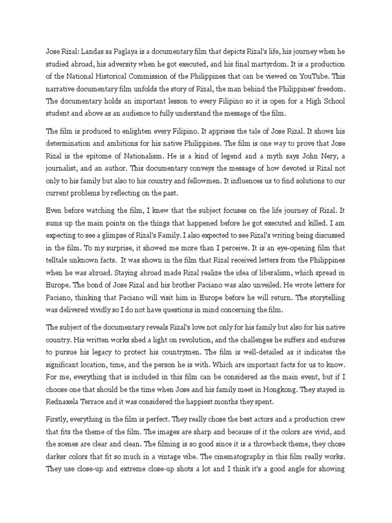 Rizal's Journey: A Documentary Review | PDF