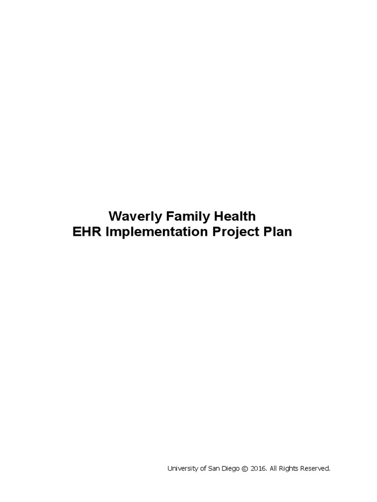 Waverly Family Health EHR Implementation Project Plan: University of ...