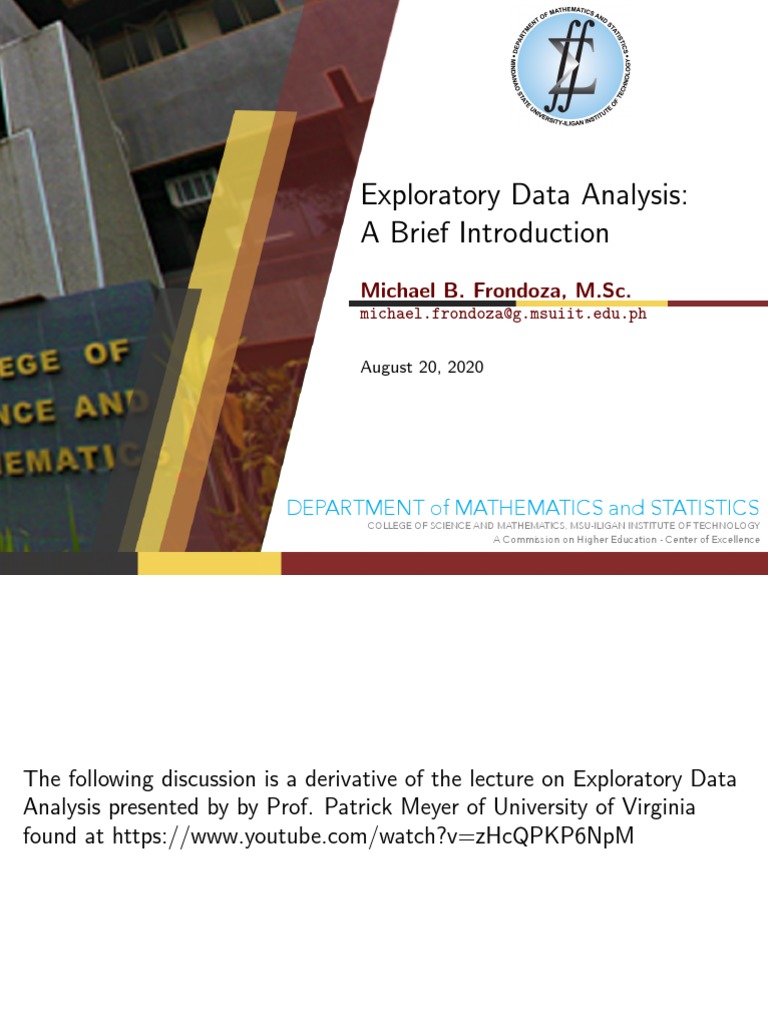Exploratory Data Analysis Presentation Handout | PDF | Statistics
