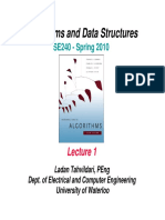 Algorithms and Data Structures: SE240 - Spring 2010