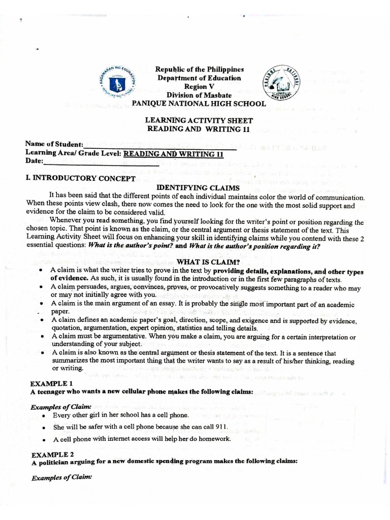 Las Reading and Writing 7 | PDF