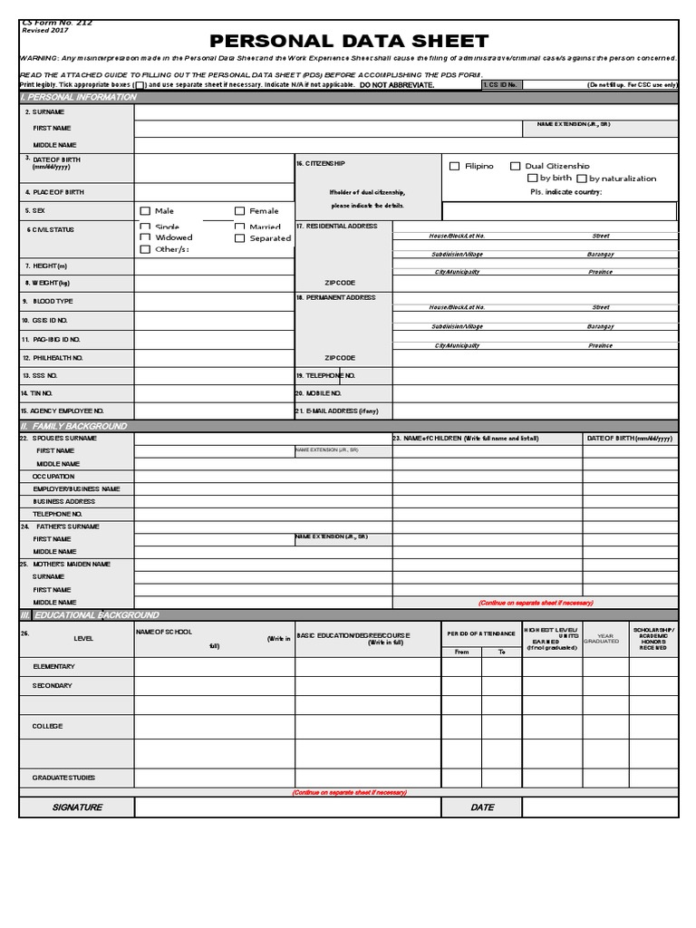 Personal Data Sheet Template | PDF | Passport | Justice