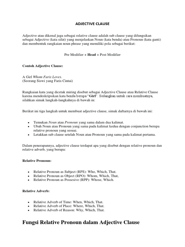 Materi adjective clause pdf