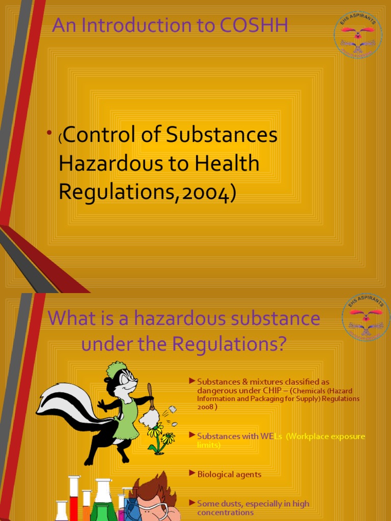 An Introduction To COSHH Control of Substances Hazardous To Health