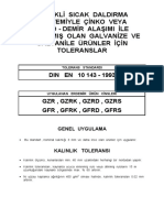 Sürekli Sicak Daldirma Yöntemiyle Çinko Veya Çinko - Demir Alaşimi İle Kaplanmiş Olan Galvanize Ve Galvanile Ürünler İçin Toleranslar