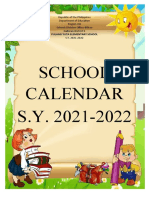 School Calendar S.Y. 2021-2022: Pulang Yuta Elementary School