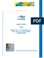 Additives FOR Specialty Chemistry Formulations PER Function: Product List