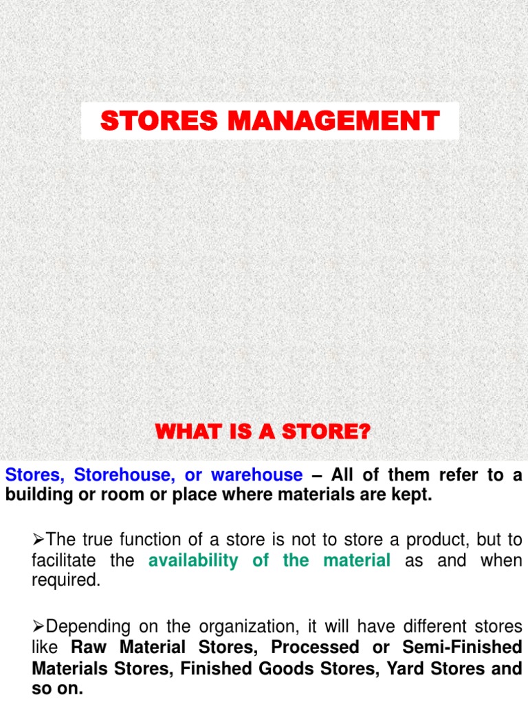 Stores Management PDF Warehouse Inventory