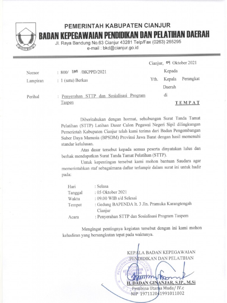 Calon Peserta Latsar CPNS Cianjur 2021 | PDF