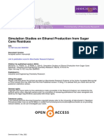 Simulation Studies On Ethanol Production From Sugar Cane Residues