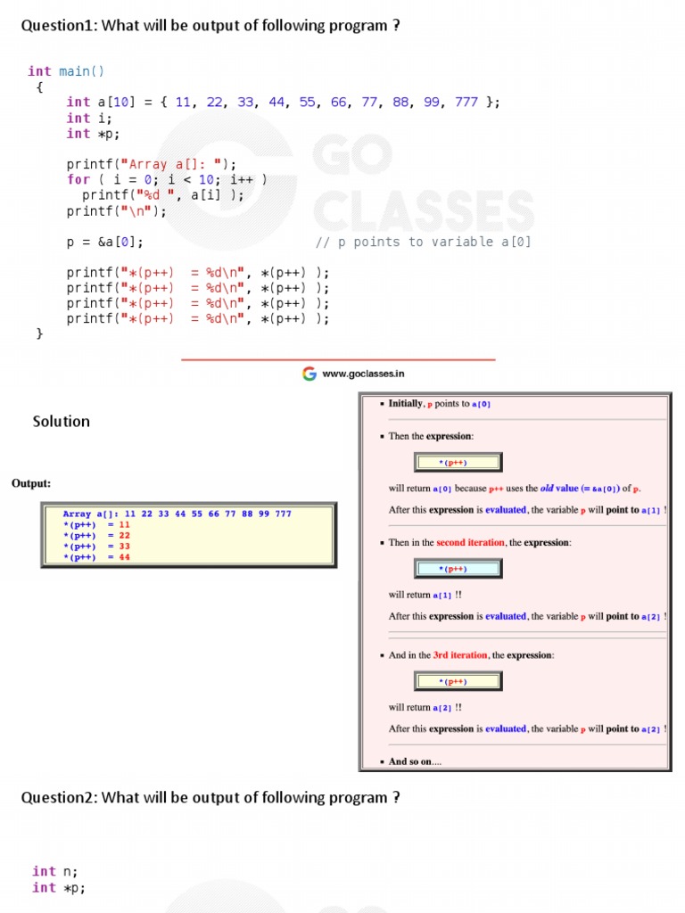 Question1: What Will Be Output of Following Program ?: Main | Download ...